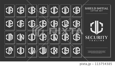 Luxury line shield letter J JL logo template set 113754385
