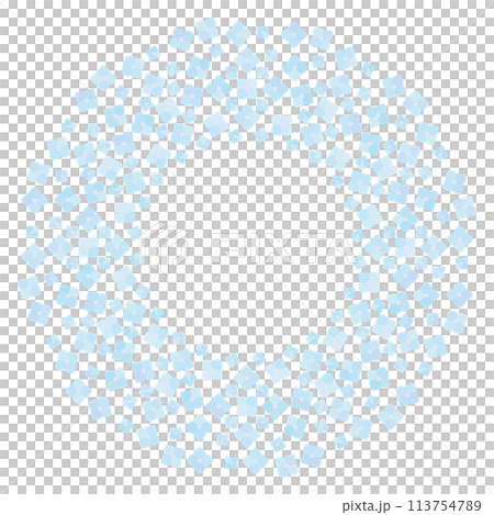 A circular frame inspired by blue hydrangeas 113754789