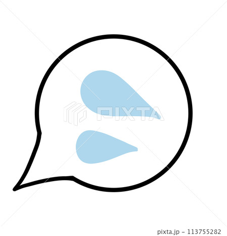 吹き出し（汗・線画なし・左下・反転） 113755282