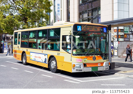 鎌倉駅前に停車する大船駅行きの江ノ電バス（三菱ふそうエアロスター） 113755423
