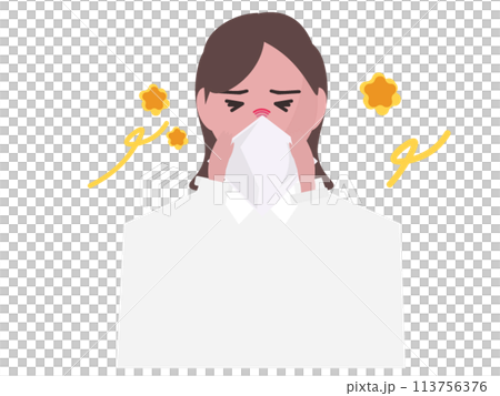 女商人因花粉症打噴嚏 女商人因花粉症打噴嚏 113756376