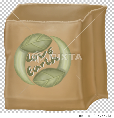 Symbol love earth on paper bag set, hand drawn, watercolor  113756918