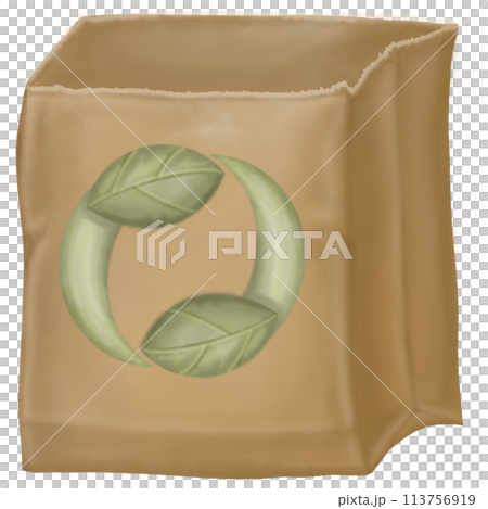 Symbol love earth on paper bag set, hand drawn, watercolor  113756919