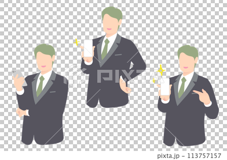 商務人士/經理上半身顯示螢幕並指著手指，同時持有 SP 113757157