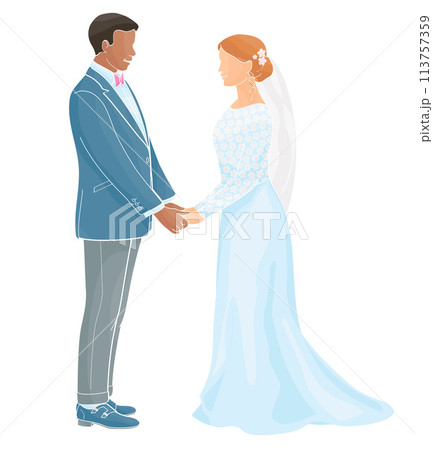 Marriage ceremony, man and women holding hands Marriage ceremony, man and women holding hands 113757359