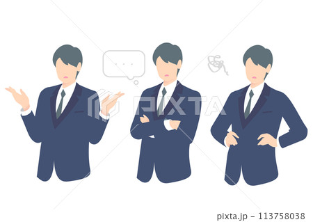 お手上げ、考え中、うまくいかずうなだれるビジネスパーソン上半身 お手上げ、考え中、うまくいかずうなだれるビジネスパーソン上半身 113758038