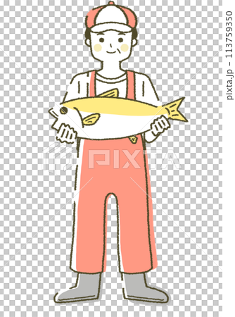 Fisherman Man with a fish 113759350