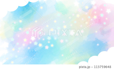 水彩と天の川の背景素材 水彩と天の川の背景素材 113759648