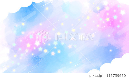 水彩と天の川の背景素材 水彩と天の川の背景素材 113759650