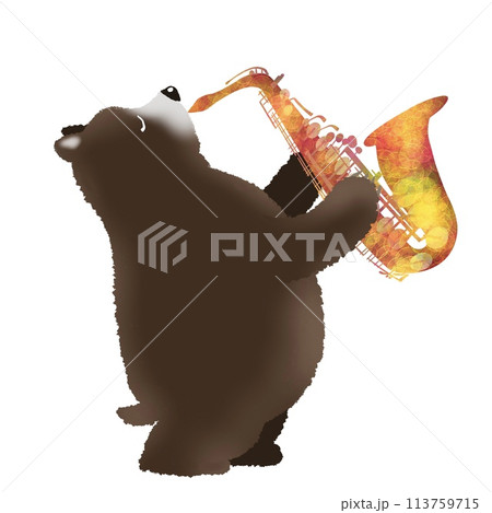 サックスを吹いているかわいいイラスト 113759715