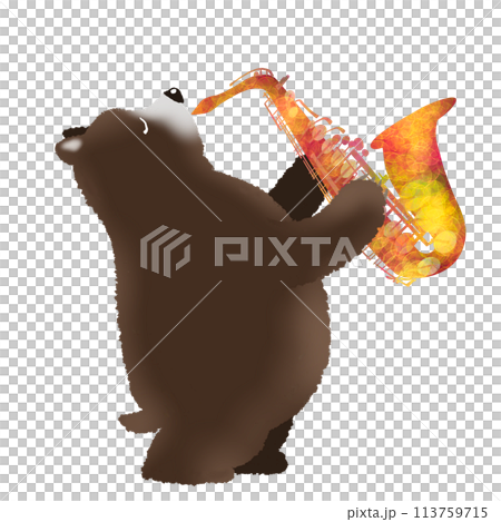 サックスを吹いているかわいいイラスト 113759715