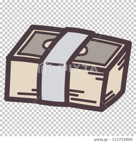 A hand-drawn illustration of a simple, deformed stack of bills 113759906