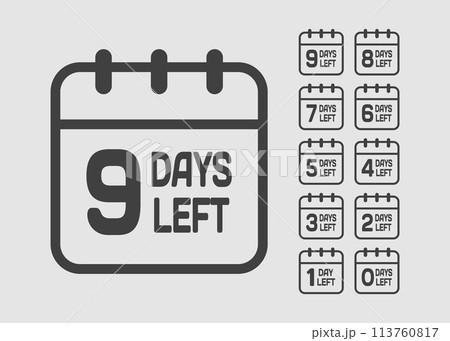Countdown daily page calendar icon - 9 days left 113760817