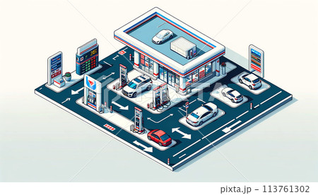ガソリンステーション (アイソメトリック) ガソリンステーション (アイソメトリック) 113761302