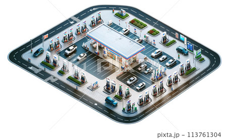 ガソリンステーション (アイソメトリック) ガソリンステーション (アイソメトリック) 113761304