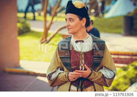Portrait of woman dressed in historical Baroque clothes Portrait of woman dressed in historical Baroque clothes 113761926