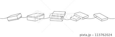 Sponges, washcloths one line continuous drawing. Cleaning service tools continuous one line illustration. Vector linear illustration. 113762024