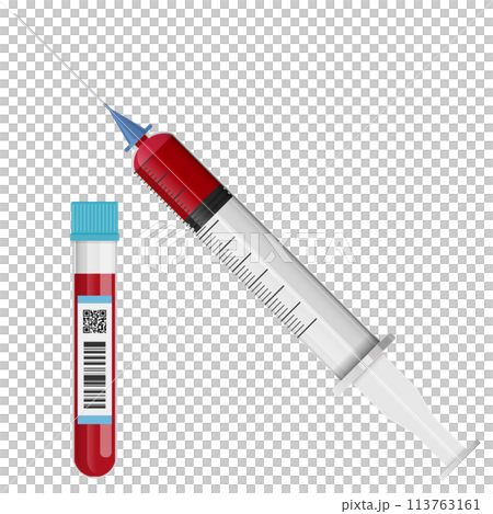 血液樣本和注射器 血液樣本和注射器 113763161