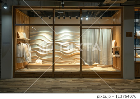 Shop window display, Showcase on shopping mall. Generative AI 113764076