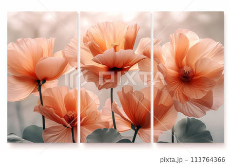 Celebrate the subtle complexity of nature with this exquisite three-panel floral portrait 113764366