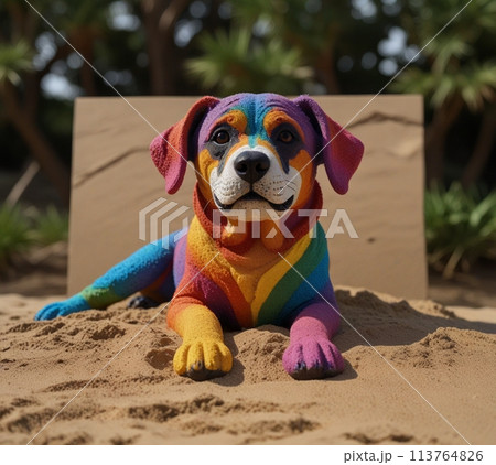 ピエロメイクをした犬 113764826