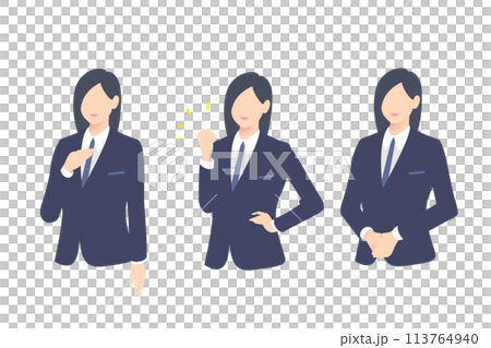Explanation guide, fist pump, polite female business person upper body Explanation guide, fist pump, polite female business person upper body 113764940