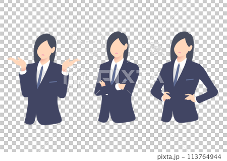 お手上げ、考え中、うまくいかずうなだれる女性ビジネスパーソン上半身 113764944