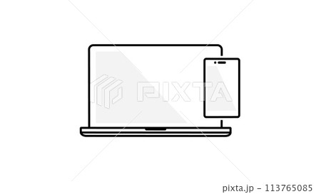 ノートパソコンとスマートフォンのイラスト 113765085