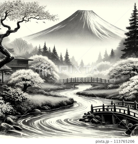 桜のある風景 113765206