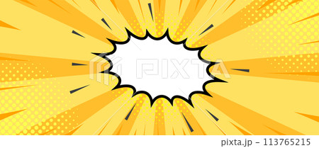太陽光 抽象 オレンジ 黄色 コミック 吹き出し 背景 113765215