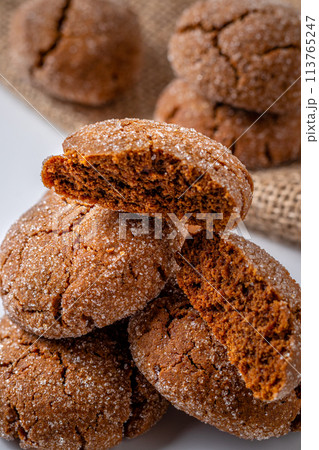 A group of Warm Homemade Gingersnap Cookies 113765247