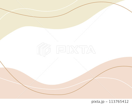カードや背景などに使えるおしゃれなくすみカラーとラインを組み合わせた抽象的な曲線フレーム カードや背景などに使えるおしゃれなくすみカラーとラインを組み合わせた抽象的な曲線フレーム 113765412