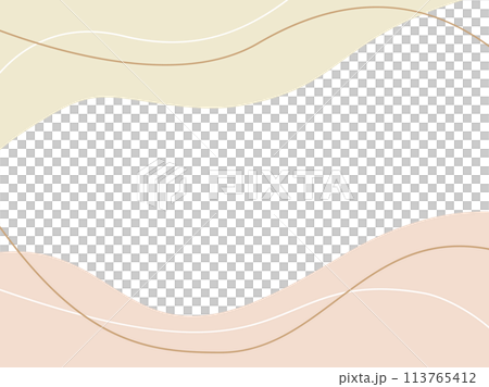 カードや背景などに使えるおしゃれなくすみカラーとラインを組み合わせた抽象的な曲線フレーム カードや背景などに使えるおしゃれなくすみカラーとラインを組み合わせた抽象的な曲線フレーム 113765412
