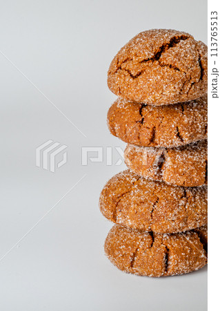 A group of Warm Homemade Gingersnap Cookies 113765513