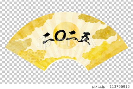 Fan frame with 2025 characters, Japanese style material with Japanese pattern background sea of clouds 113766916