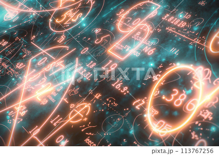 blue matrix symbols on binary code 113767256