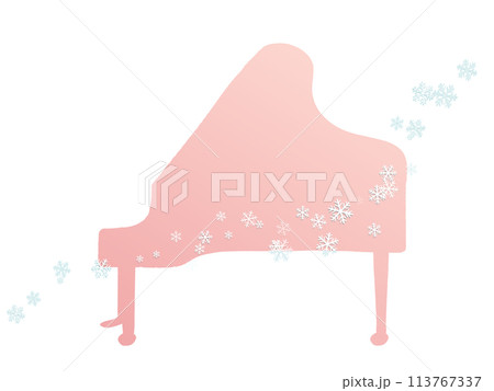 雪の結晶とグランドピアノのイラスト 113767337