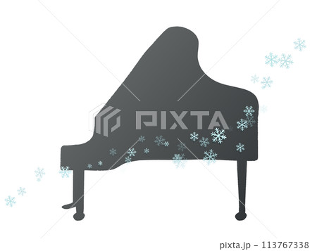 雪の結晶とグランドピアノのイラスト 113767338