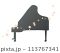 紅葉とシンプルなグランドピアノのイラスト 113767341