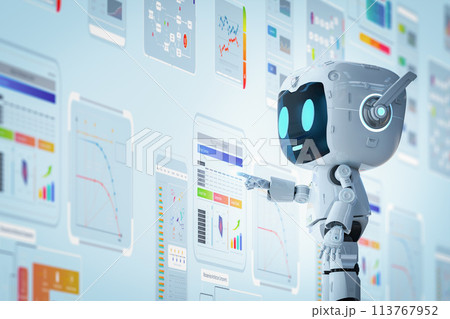 Personal assistant robot with colorful digital graphic display 113767952