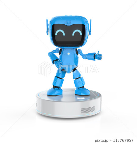 Automatic housekeeper concept with ai robot assistant and vacuum cleaner Automatic housekeeper concept with ai robot assistant and vacuum cleaner 113767957