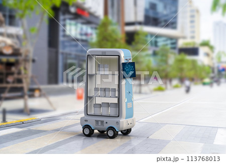 Delivery robot trolley or robotic assistant carry products 113768013