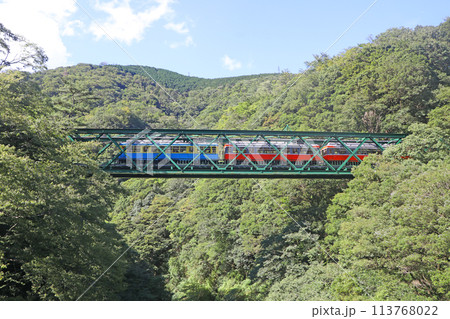 出山の鉄橋を渡る車両 出山の鉄橋を渡る車両 113768022