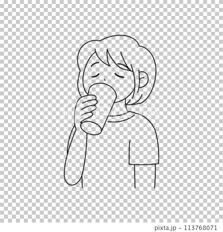 Woman drinking a drink - line drawing 113768071