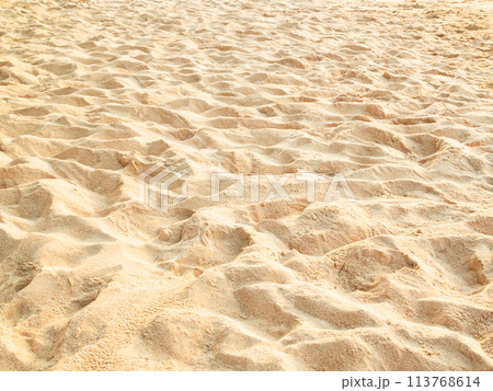 Sand Beach Sea Pile Background Texture Summer Desert Ocean Nature Object Dune Heap Tropical Sandy Scene Coast Island Ground Surface Wave, Mockup Travel Holidays Vacation. 113768614