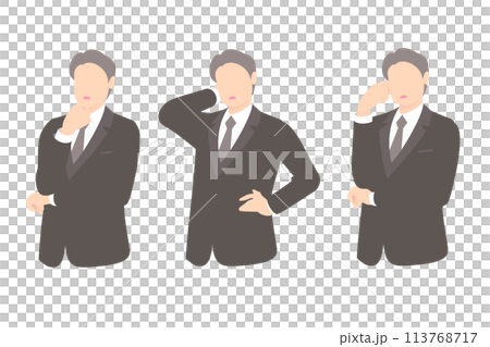正在思考、舉手或擔心的商務人員/經理的上半身 113768717