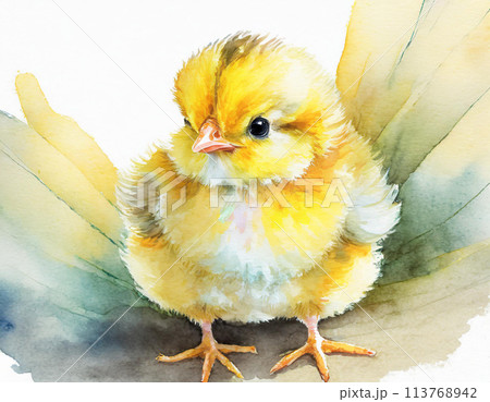 かわいいひよこの水彩画のイラスト素材 [113768942] - PIXTA