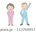 健康のために運動する元気なシニア 113768957