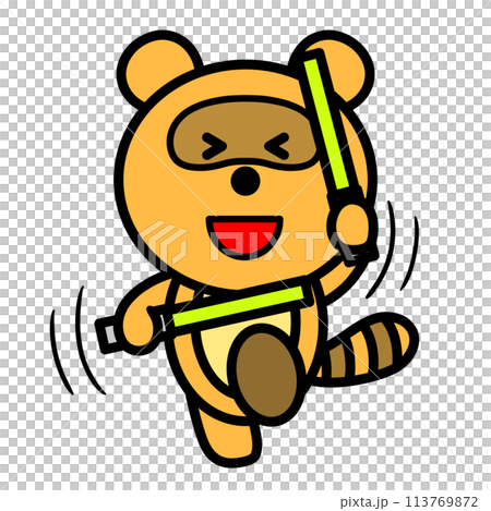 Raccoon waving a penlight 113769872