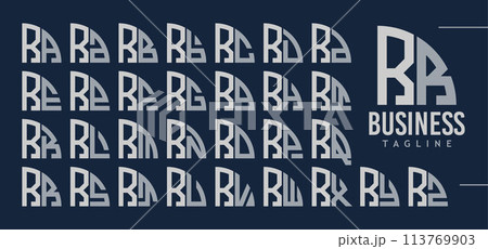 Bundle of abstract quarter circle letter R RR logo design 113769903